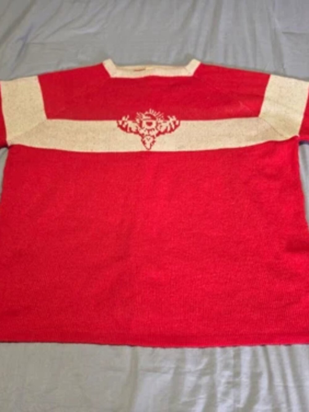 Vintage Diesel Knitwear Men's Graphic Pullover Sweater - Size XXL Red & White